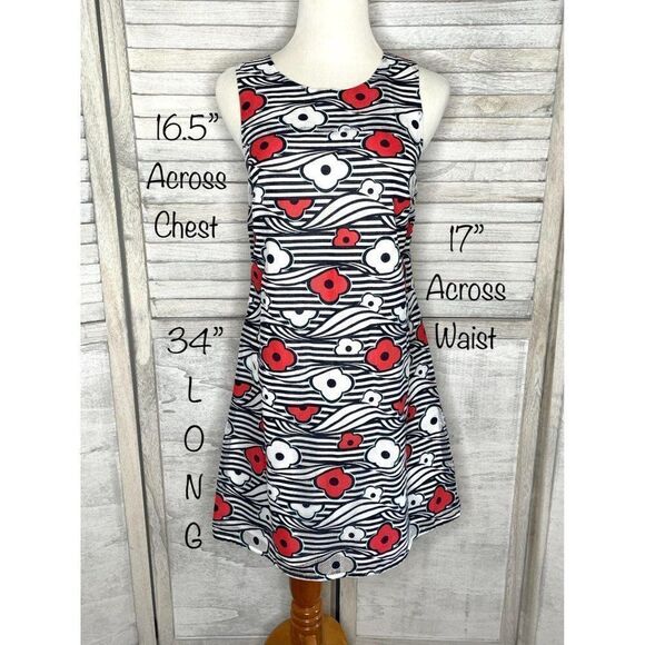 Kaari Blue Red White Blue Lace Floral Dress Size 2 - Picture 2 of 10